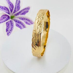 10mm Gold Traditional Hawaiian Heirloom Bangle Bracelet